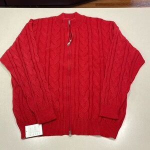 Mays and Hoffman Red Zip-Up Sweater baby alpaca